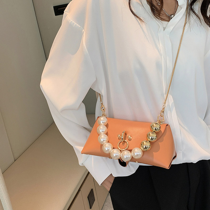 Fashion Mini Women Handbag Leather Shoulder Bags Pearl Chain Clutch Purse Luxury Trendy Women Crossbody Messenger Bag Hand Pouch