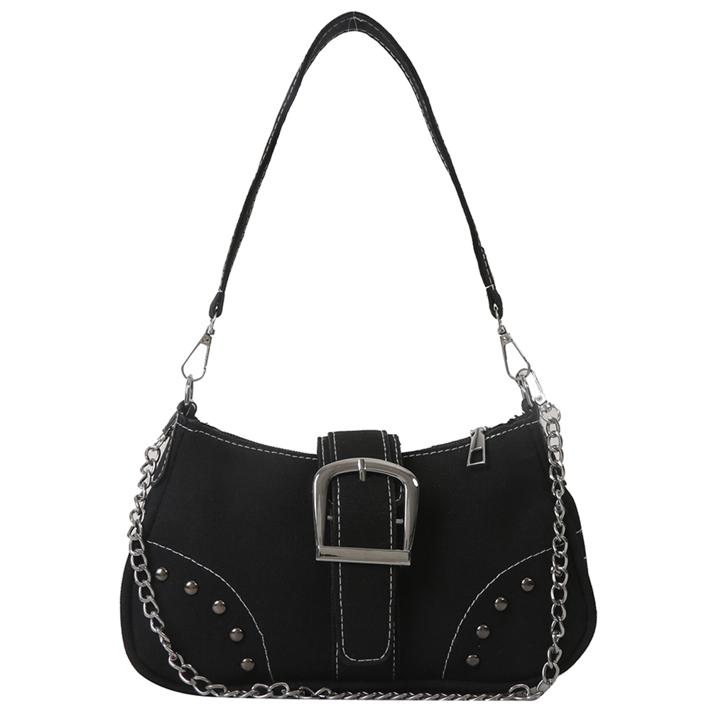 Women Fashion Underarm Bag Y2K Luxury Shoulder Bags Canvas Cool Underarm Bag Zipper Closure Versatile Dating Bag