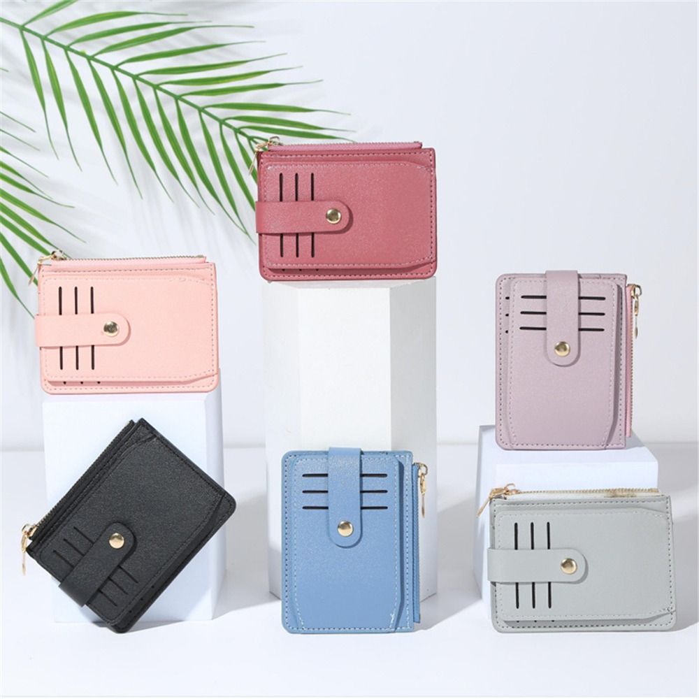 Fashion PU Leather Wallet With Coin Pocket Credit ID Card Holder Small Money Bag Zipper Coin Purse For Women Men