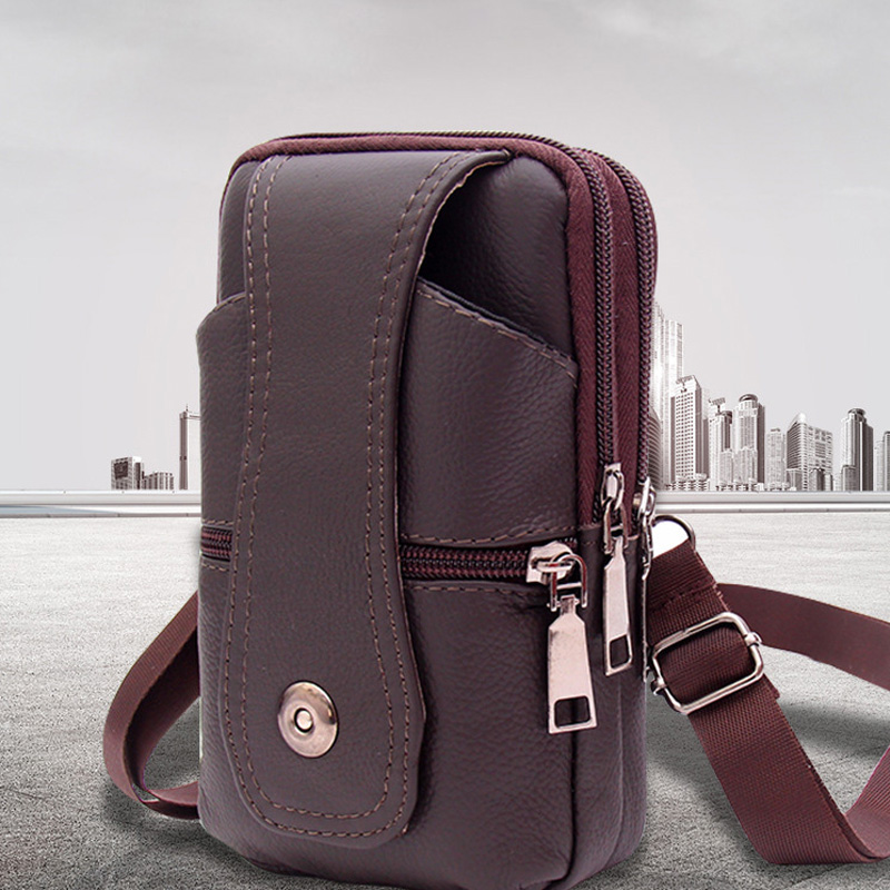 Men's shoulder bag messenger bag black fashion messenger bag small handbag casual business waist bag male mobile phone bag