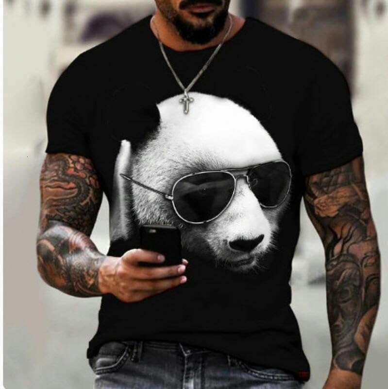 T shirt Mens Animal 3D Sunglasses Panda T-Shirt Fun Casual Fashion shirts tshirt graphic tee Casual tops summer clothes Short sleeve