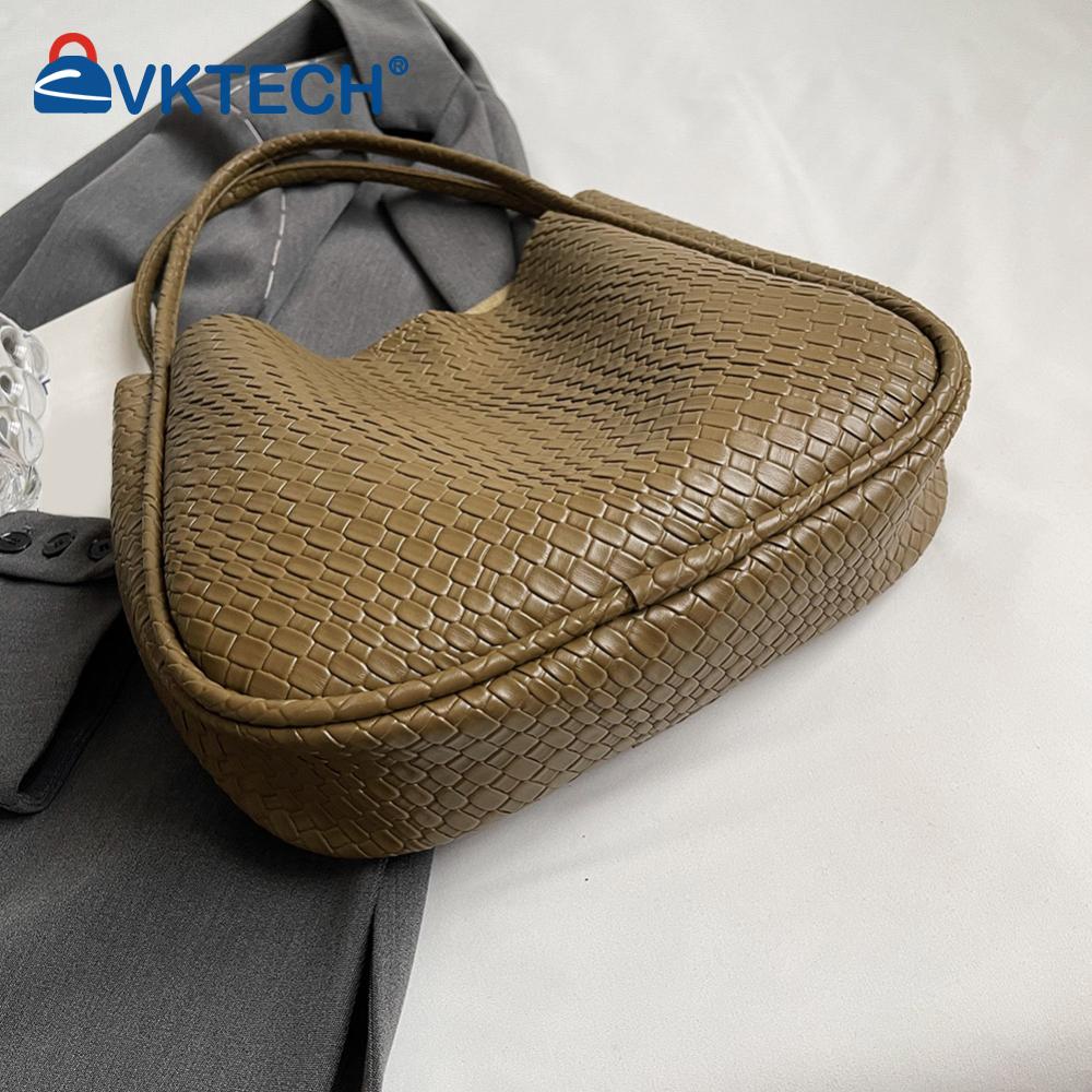 Women Woven Texture Tote Bag PU Leather Retro Shoulder Bag Big Capacity Soft Satchel Bag Underarm Bag Commuting Bag
