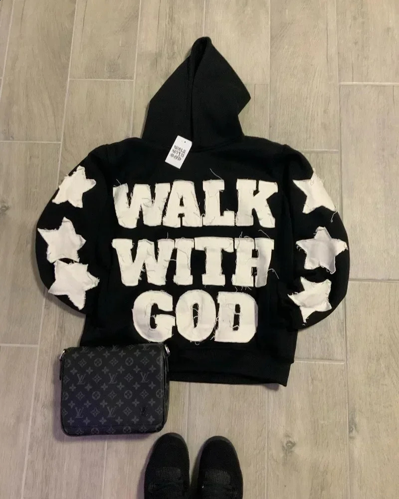 Harajuku Fashion Y2K Star Patch Embroidery Super Large Hoodie Womens Gothic Hip Hop Loose Casual Sports Street Clothing 240812