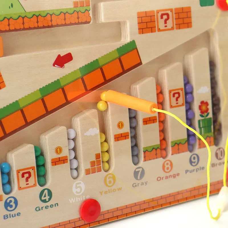 Wooden Magnetic Color and Number Maze Learning Education Toys Color Matching Montessori Toys Wooden Toys for Children Gifts Y240801