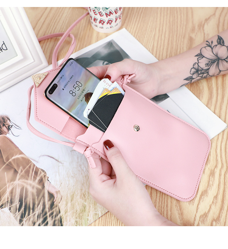 Women Cell Phone Bag Shoulder Transparent Card Holders Girl Handbag Ladies PU Leather Clutch Wallets Purse