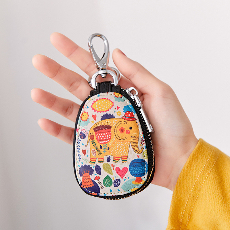 New Cartoon Women General Car Key Case Bag PU Leather Girls Key Housekeeper Holder Wallets Organizer Keychain Pouch Cover