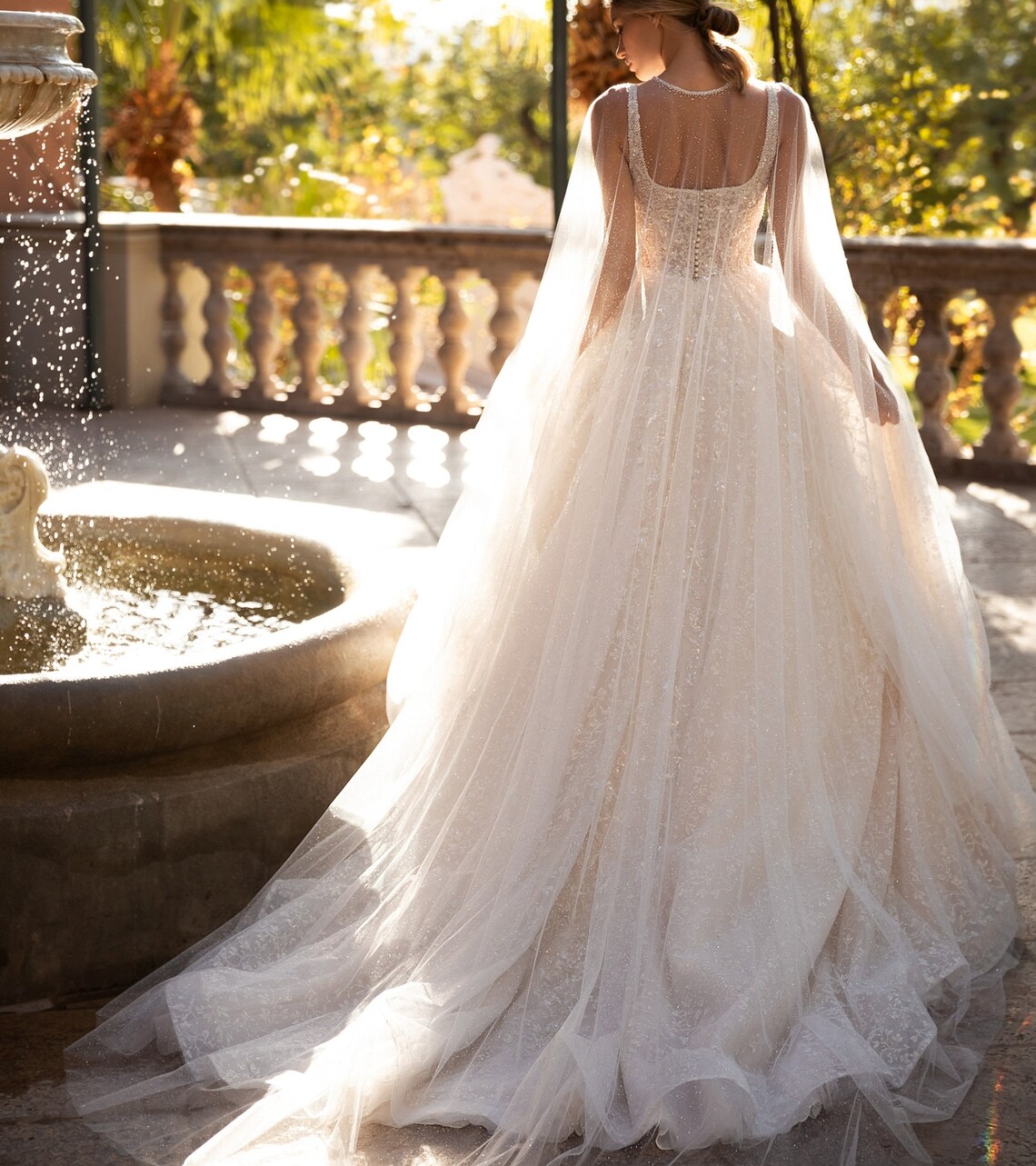 Custom White Ivory Satin Wedding Dress Puff Sleeves Sheer Scoop Neck Beading Lace A Line Bridal Gown with Pockets Robe Mariage 06