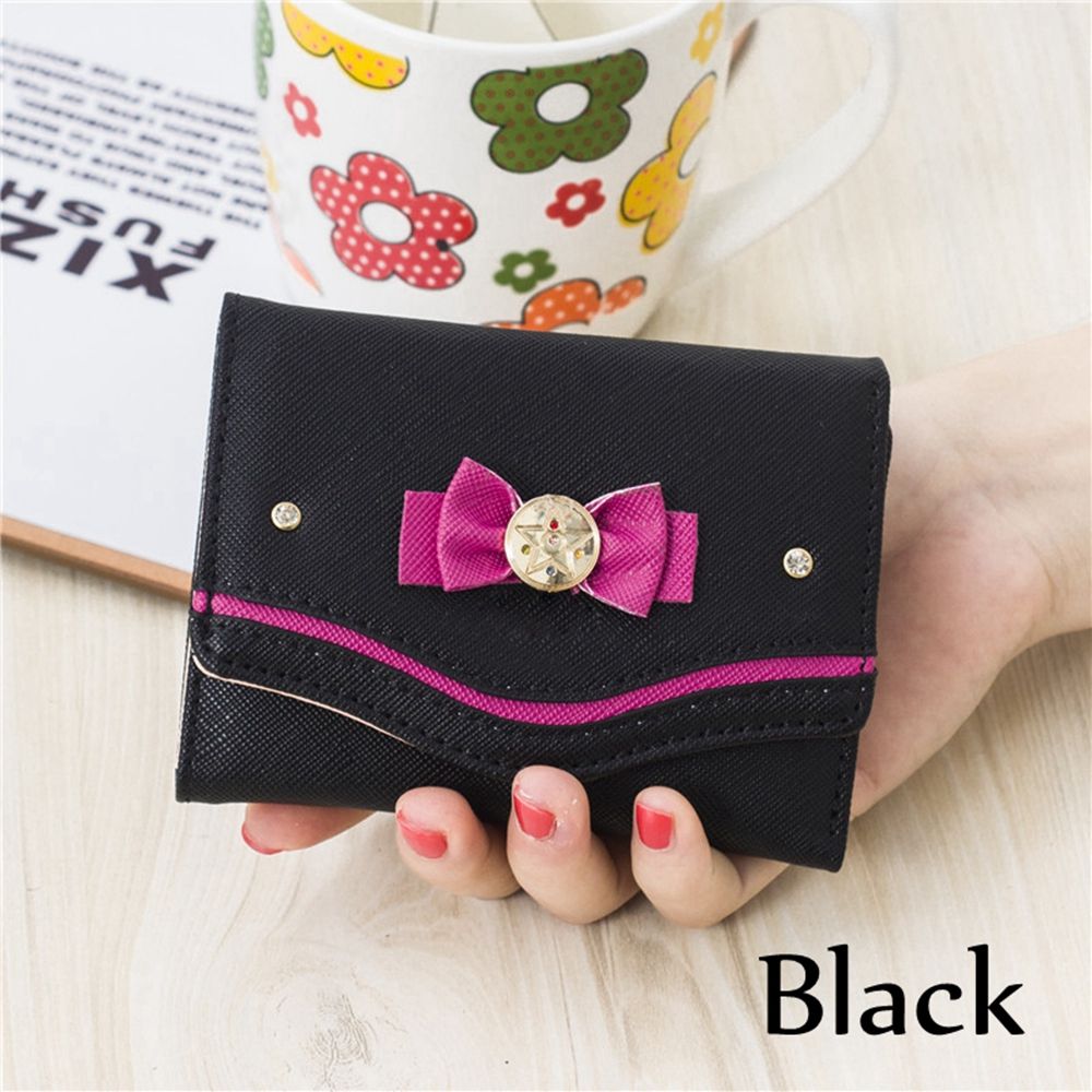Women Short Wallet Candy Color Bow Knot Clutch Purse Fashion Girl Sailor Moon Wallet Handbag Card Coin Bag New Popular