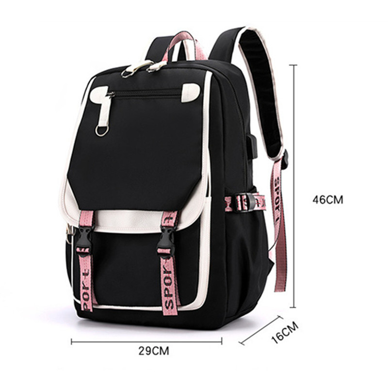 Fengdong kids school backpack for girls korean style black pink cute backpack schoolbag kawaii backpacks for teenage girls gift