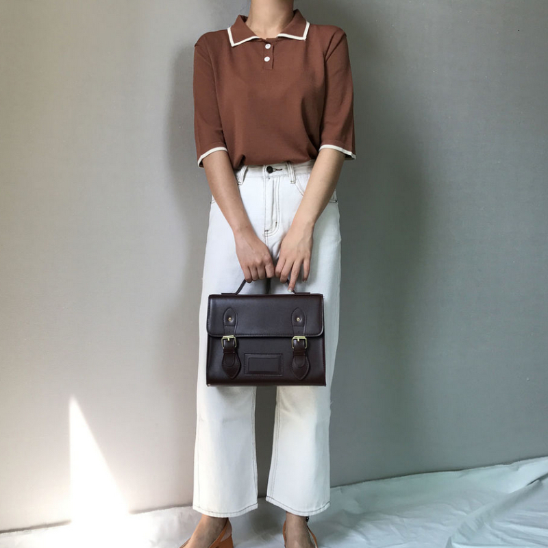 Korean version of spring and summer new shoulder crossbody college style handbag retro oil leather women's bag H82#33 ddmy 2c68