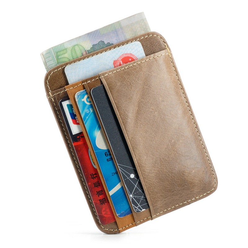 Retro Leather Credit Business Mini Card Wallet Convenient Man Women Smart Wallet Business Card Holder Cash Wallet Card Case