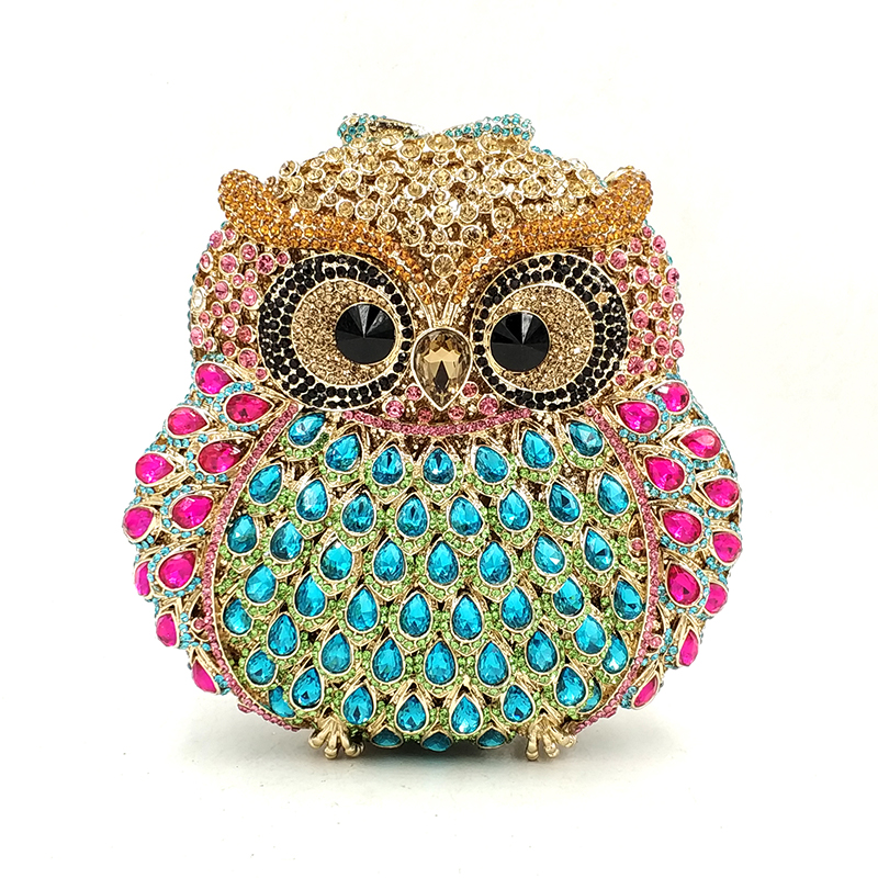 Fashion design clutch women evening party bag diamonds owl bird shape crystal purses bridal wedding party crystal clutches