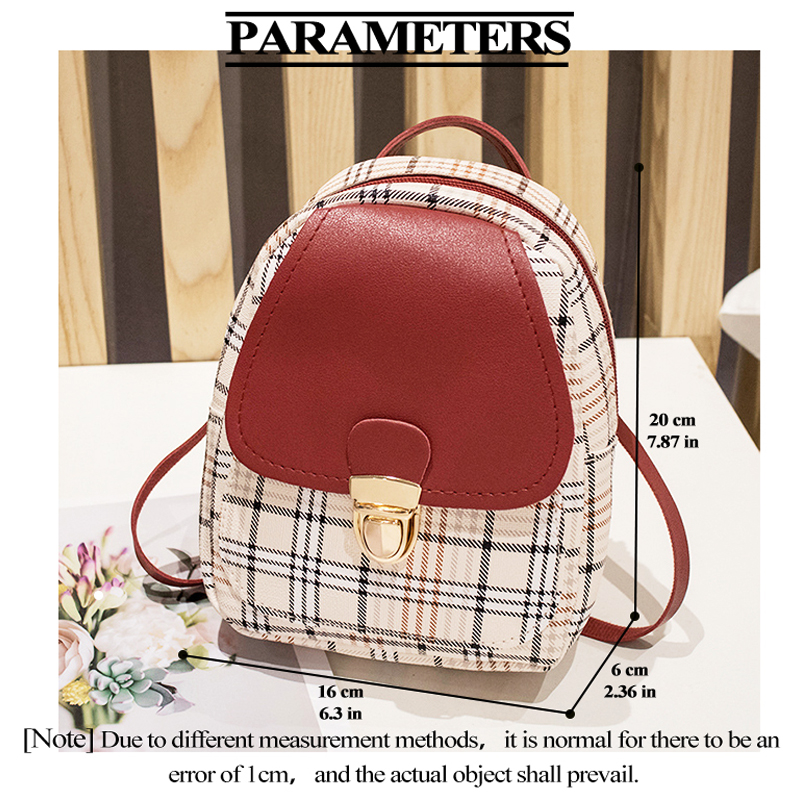 Checkered Shoulder Bag for Women's Korean Version Color Matching Mini Backpack with Fashionable Buckle Crossbody Bag