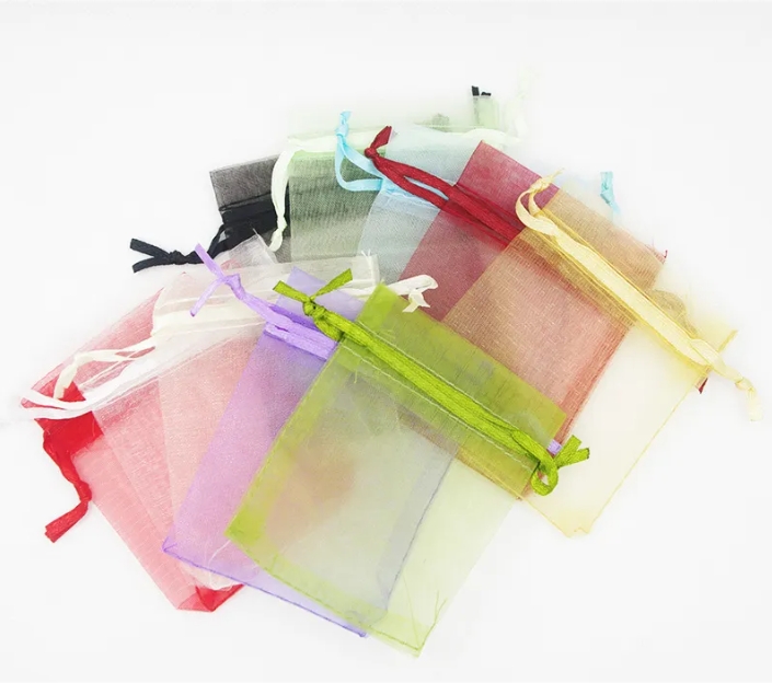 Storage Bags 100pcs 7x9cm Organza Drawstring Bags Jewelry Gift Pouches Wrap Wedding Favor Packing Christmas Party (2.75x3.5 inch) Multi Colors