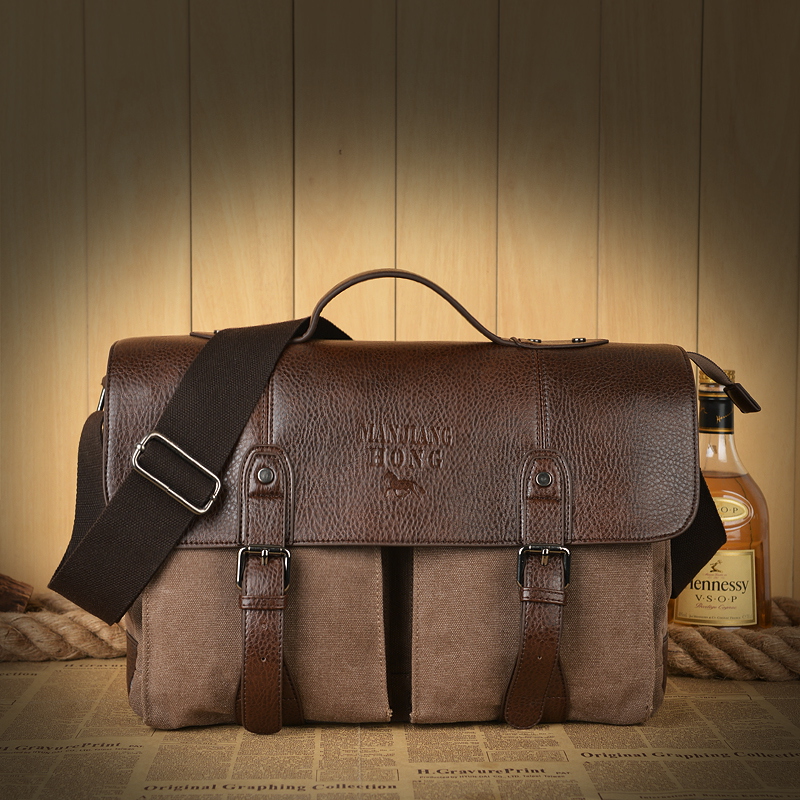Manjianghong 2023 Canvas Men Messenger Bag Fashion Retro Briefcase Men Tote Vintage Men Shoulder Bag Large Capacity Male Handbag