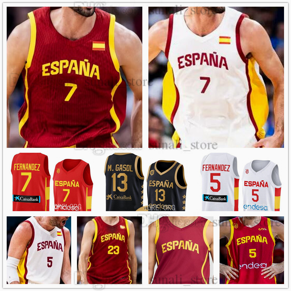 2024 Spain Basketball Jerseys 9 Ricky Rubio 23 Sergio Llull Alberto Diaz 13 Marc 16 Pau 4 Gasol 14 Willy 10 Juancho Hernangomez 5 Rudy Fernandez 7 Santi Aldama 8 Brizuela
