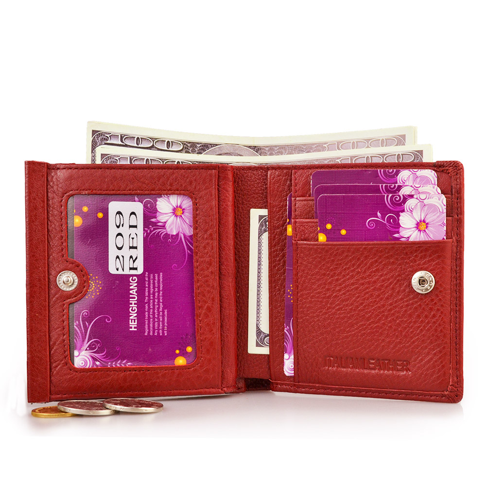 HH Mini Genuine Leather Women's Wallet Small Luxury Female ID Card Holder Wallets Slim Cow Leather Ladies Money Bag Coin Purses