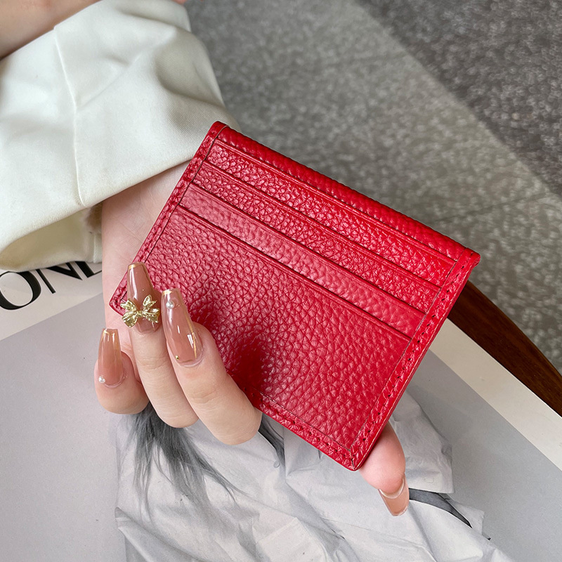 Custom Letters Dropshipping Genuine Leather Multi Slots Women Credi Card Holder Thin Large Capacity Men Bifold ID Holder Bag