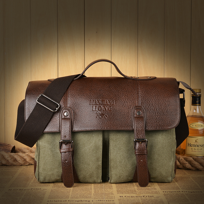 Manjianghong 2023 Canvas Men Messenger Bag Fashion Retro Briefcase Men Tote Vintage Men Shoulder Bag Large Capacity Male Handbag