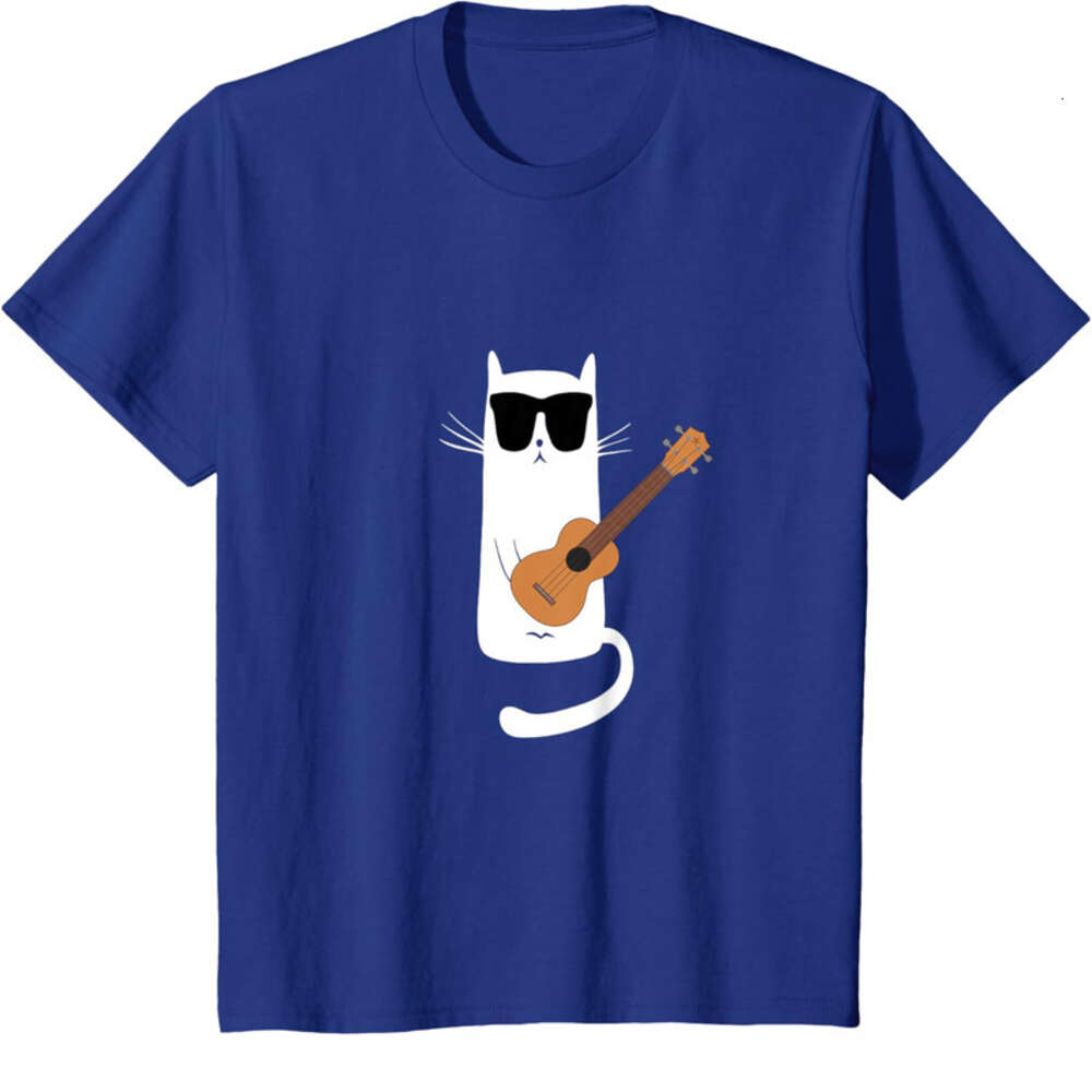 T shirt Mens Funny Cat Wearing Sunglasses Playing Ukulele T-Shirt shirts tshirt graphic tee Casual tops summer clothes Short sleeve