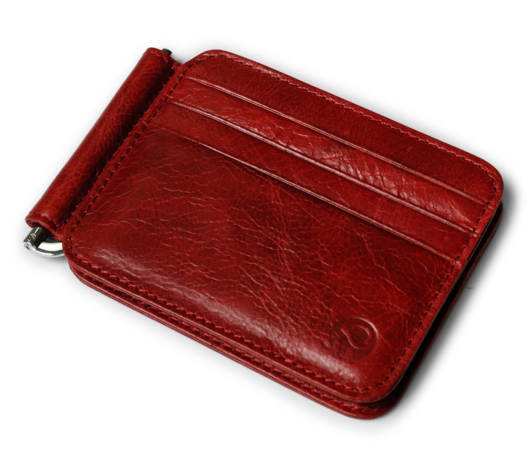 Thin Billfold Vintage Wallet Men Money Clips Genuine Leather Clamp for Money Holder Credit Card Case Cash Clip 12 Card Pocket