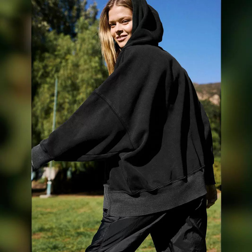 2024 New Loose Trendy Brand Pullover Long sleeved Shirt with Drawstring Hooded Hoodie Baseball Suit Women's High Grade Feeling