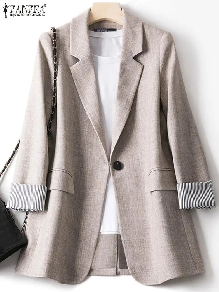 ZANZEA Fashion Office Women Blazer OL Casual Long Sleeve Coats Elegante Lapel Female Work Outwear Solid Simple Formal Suits 240801