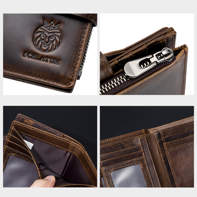 Classic Style Wallet Genuine Leather Short Male Purse RFID Card Holder Wallet Men Fashion High Quality
