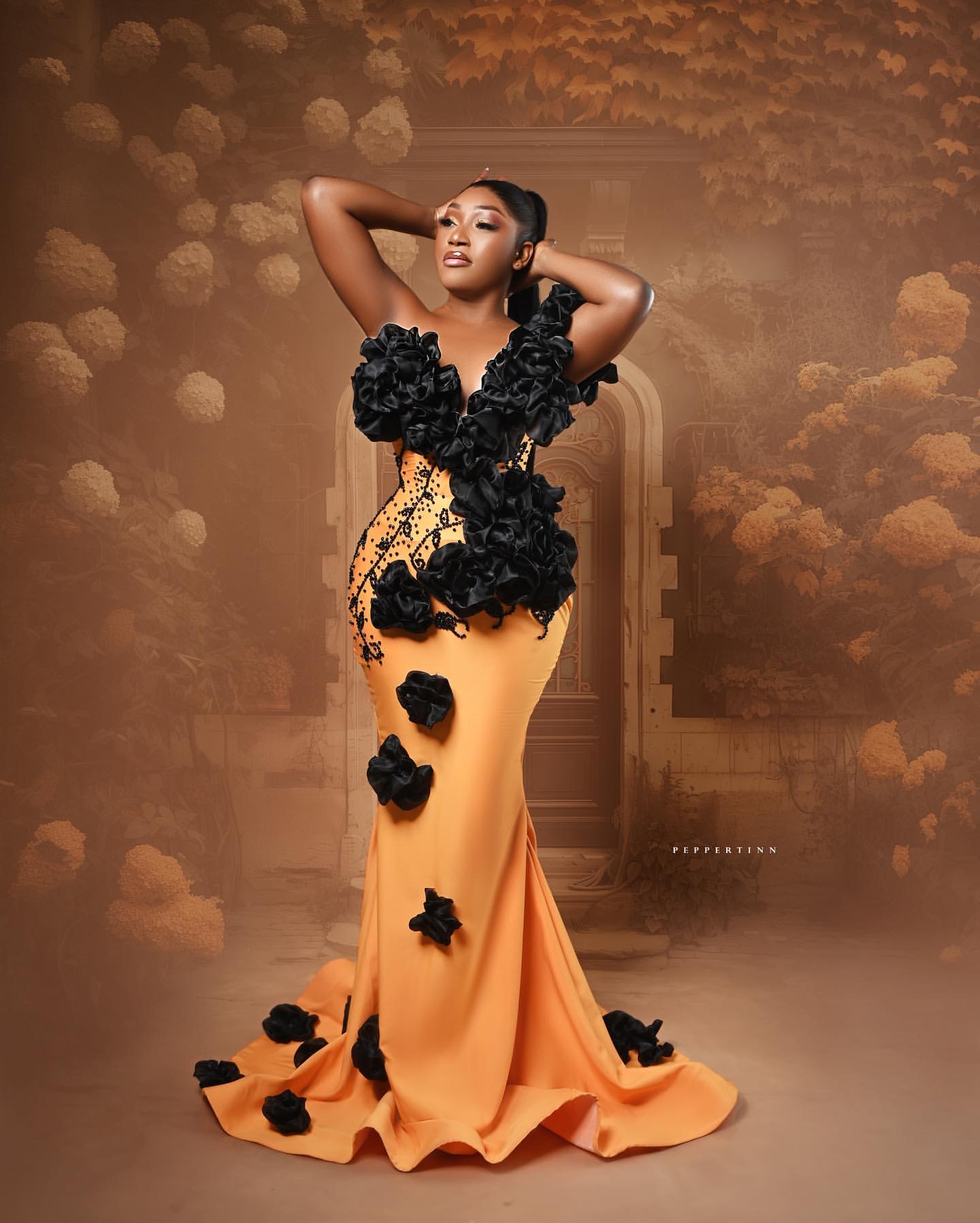 2024 Plus Size Orange Mermaid Prom Dress Satin Promdress wers Beaded Evening Formal Party Second Reception Birthday Engagement Gowns Dresses ZJ640