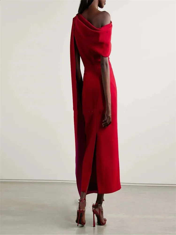 Red Evening Dress One Shoulder Elegant Party 2024 Sleeveless Formal Cocktail Customization 240801