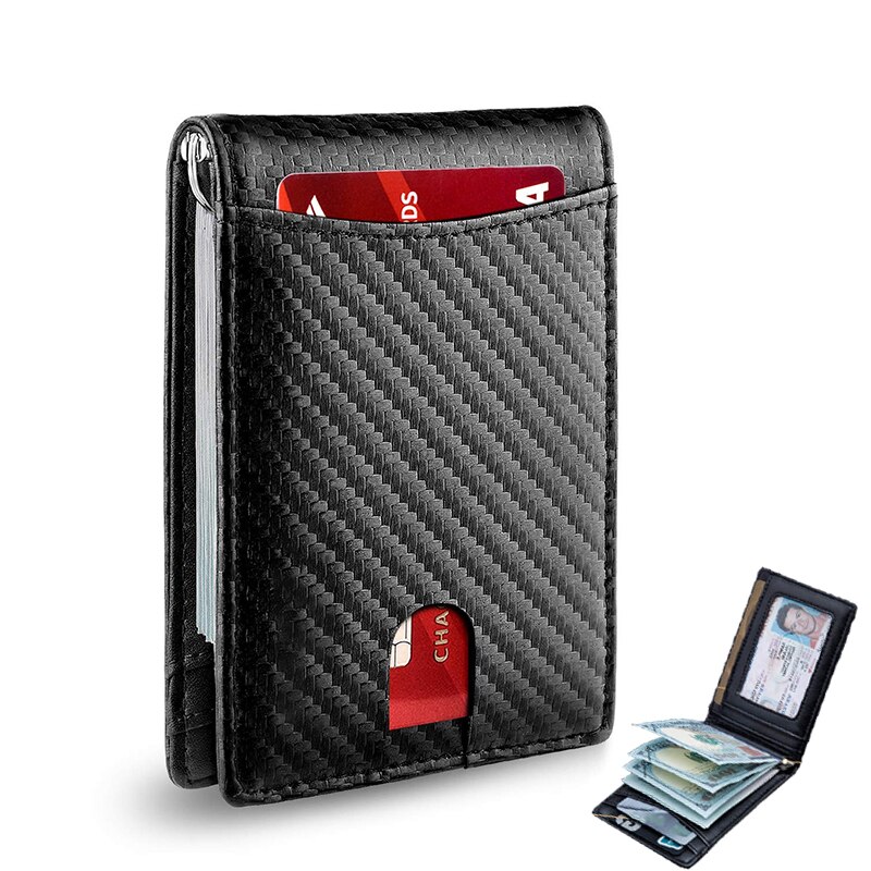 Men Wallets Man Card Holder Money Bag Rfid Carbon Fiber Mini Wallet Male Small Short Purse Black Walet Billfold Vallet Suitable for daily wear and wor
