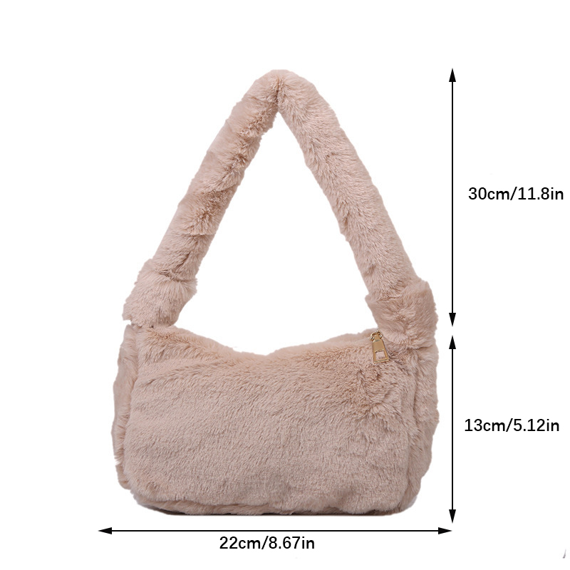 Plush Shoulder Bags for Femme Luxury Designer Soft Winter Ladies Clutch Purse Handbag Cute Fashion Female Party Underarm Bag