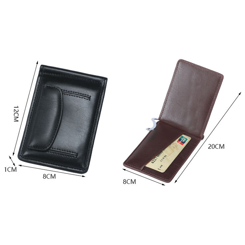 Fashion Small Men's Leather Money Clip Wallet With Coin Pocket Male ID Card Slot Cash Holder Bag Mini Purse For Man Magnet Hasp