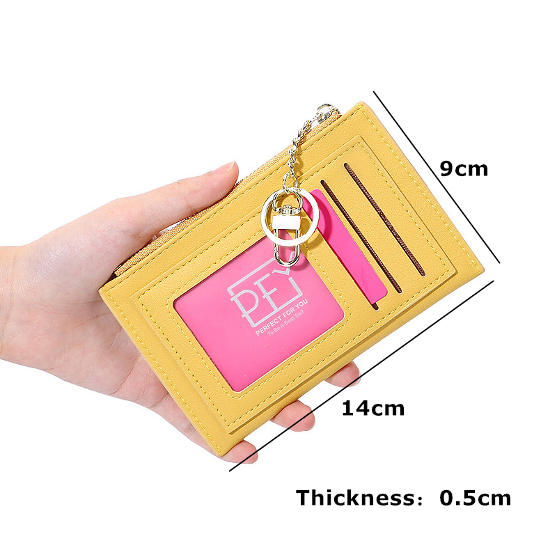 Women's ID Credit Card Holder Case PU Leather Small Short Wallets Mini Coin Purses Zipper Bill Money Bag Portable Clutch