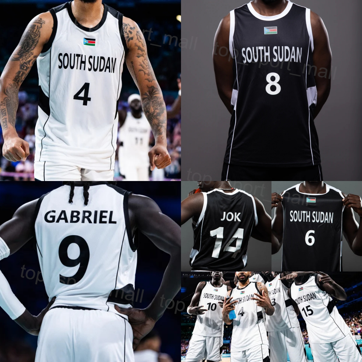 Print Men Basketball 6 Khaman Maluach Jersey 24-25 South Sudan 8 Kuany Kuany 12 Jackson Makoi 14 Peter Jok Sunday Dech 15 4 Carlik Jones 9 Wenyen Gabriel National Team