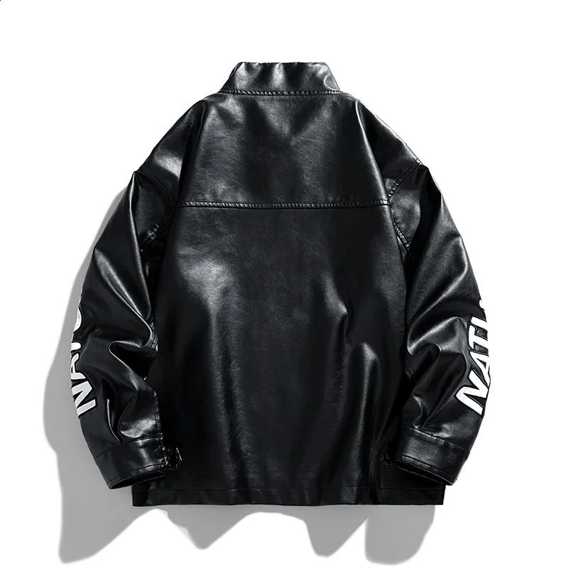 JSN235A2388BO Spring and autumn men PU leather coat stand collar motorcycle jacket leather men Korean slim trend fashion 240822