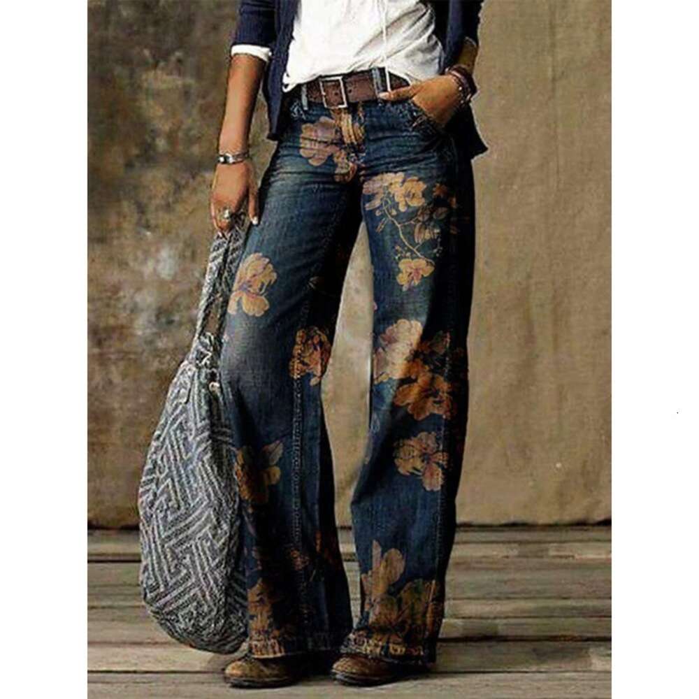 Oversized women's casual thin jeans, wide leg pants, long pants