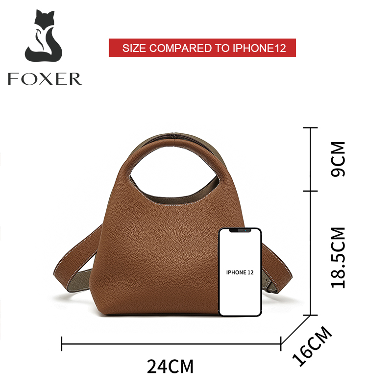 FOXER Genuine Leather Retro Shoulder Bag Women's Composite Crossbody Bag Lady Fashion Cowhide Messenger Bag Simple Small Handbag