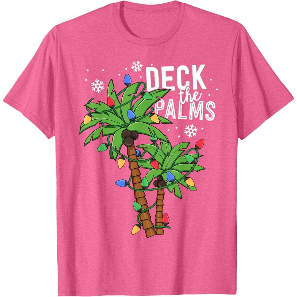 T shirt Mens Deck The Palms Tropical Hawaii Christmas Palm Tree Lights T-Shirt shirts tshirt graphic tee Casual tops summer clothes Short sleeve Free 