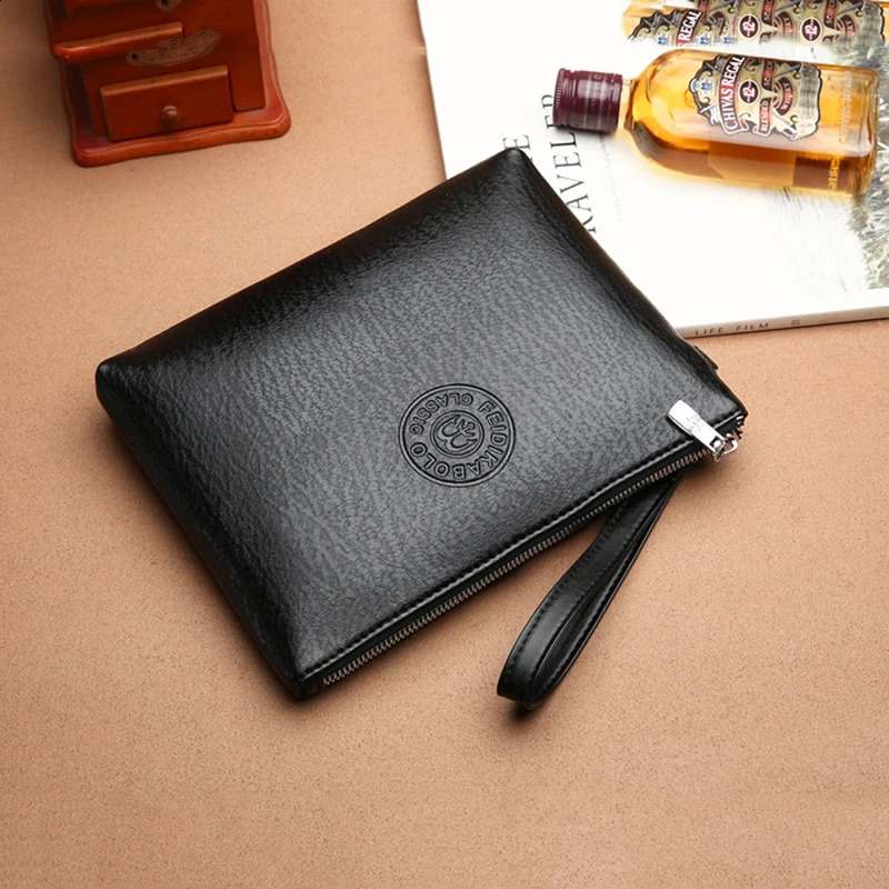 Business Style Mens Clutch Large Wallet Soft PU Leather Male Wristlet Pack Bag Elegant Leisure Stylish Hand Bags Gift Pouch 240802