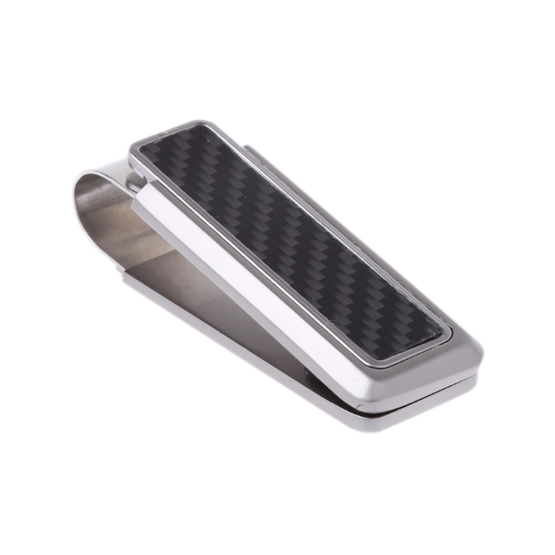 Men's Business Wallet Stainless Steel Carbon Fiber Money Clip Credit Card Holder