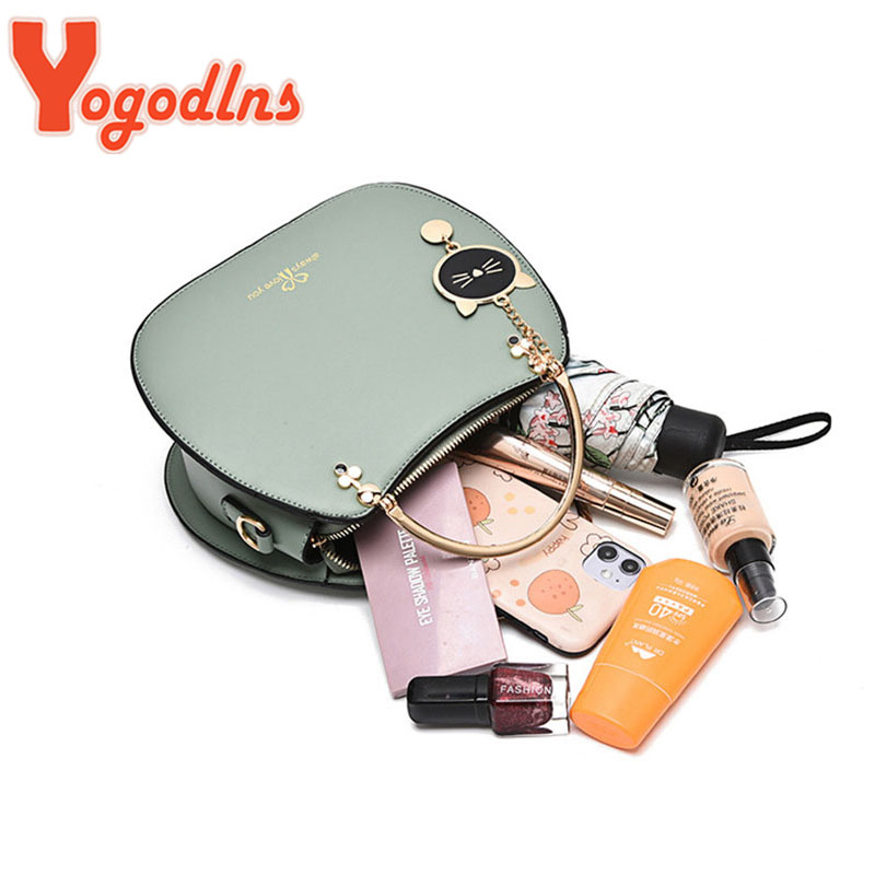 Yogodlns Women Shoulder Messenger Bags PU Leather Fashion Designer Adjustable Strap Crossbody Handbags with Cat Pendant Purse