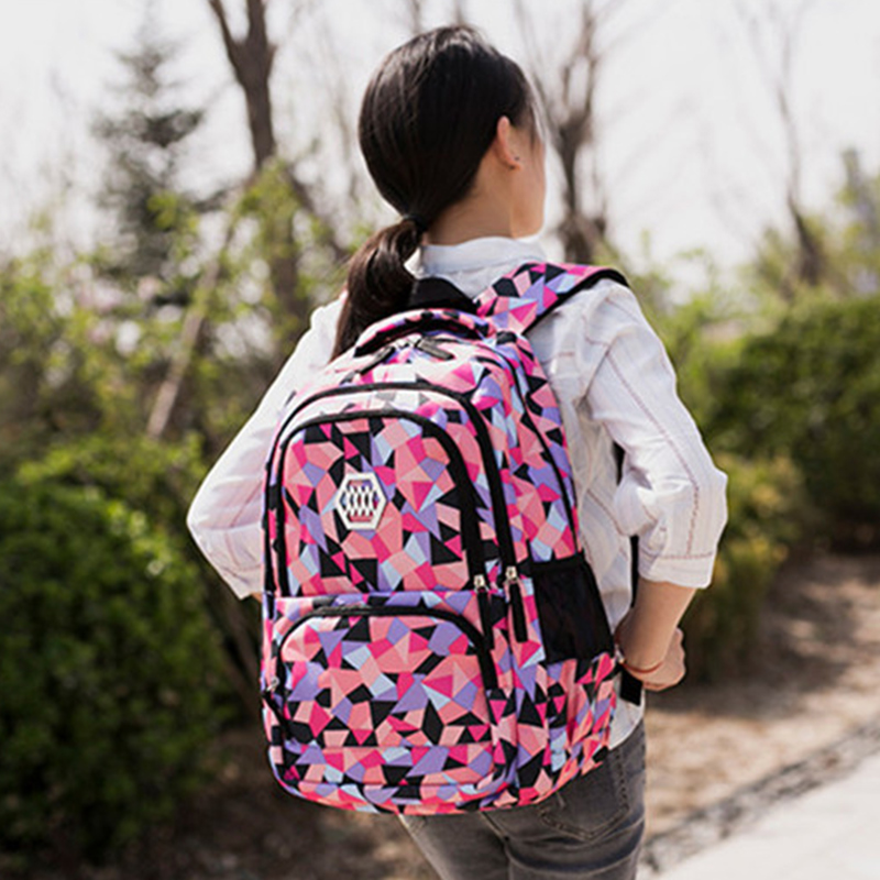 Geometric-Print School Backpacks for Grils Boys Middle School Elementary Water-resistant School Bags Bookbags Kids Back Packs