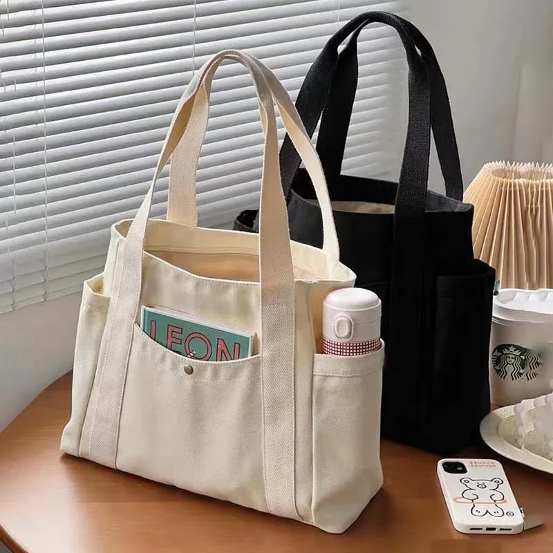 2024 New Large Capacity Canvas Tote Bags for Work Commuting Carrying Bag College Style Student Outfit Book Shoulder Bag