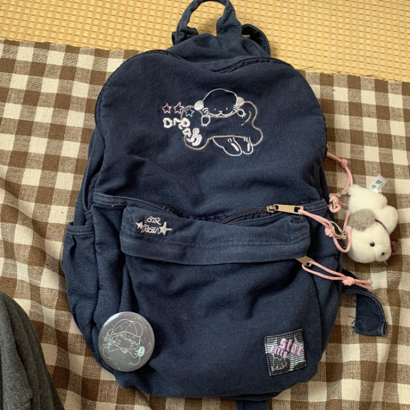 Japanese Preppy Sweet Cartoon Kawaii Backpack Streetwear Fashion Y2k Aesthetic Schoolbags Trendy Students Women Canvas Backpacks