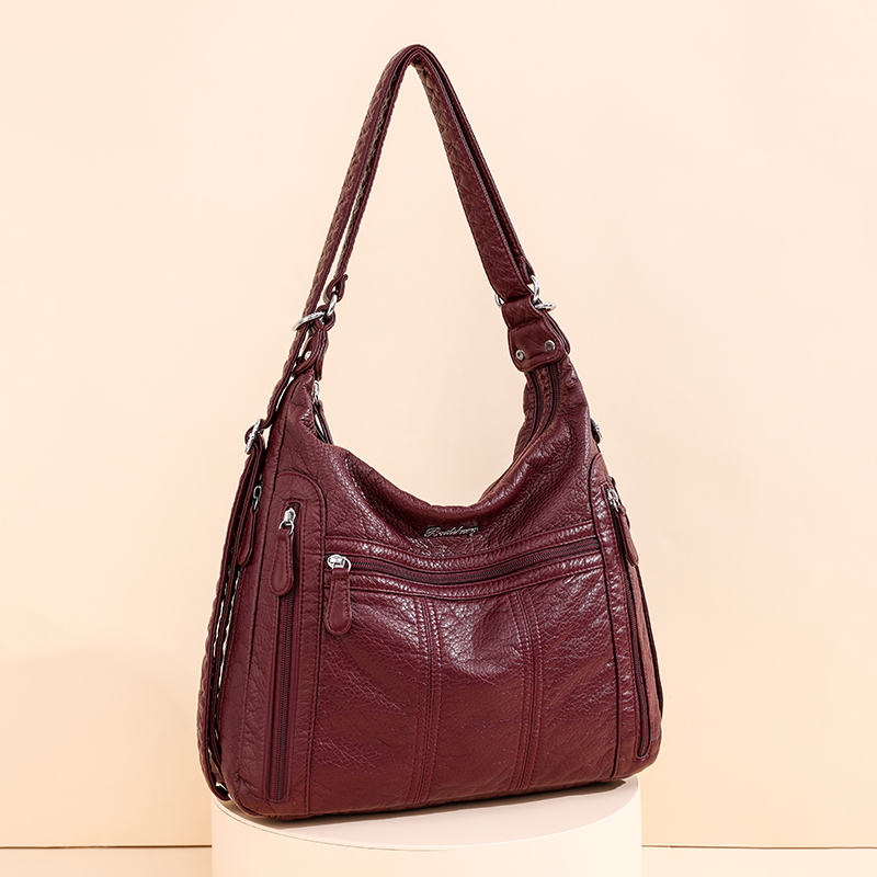 Annmouler 2022 Large Capacity Women Handbag Pu Leather Crossbody Bag Female Multifunction Shoulder Bag Pink sac a main femme