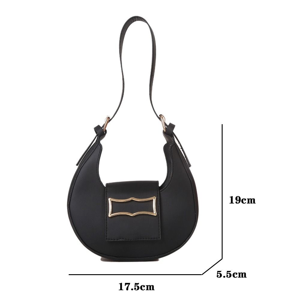 Fashion Women's Simple Solid Metal Buckle Shoulder Bag Casual PU Tote Bags Girls Hasp Handbag