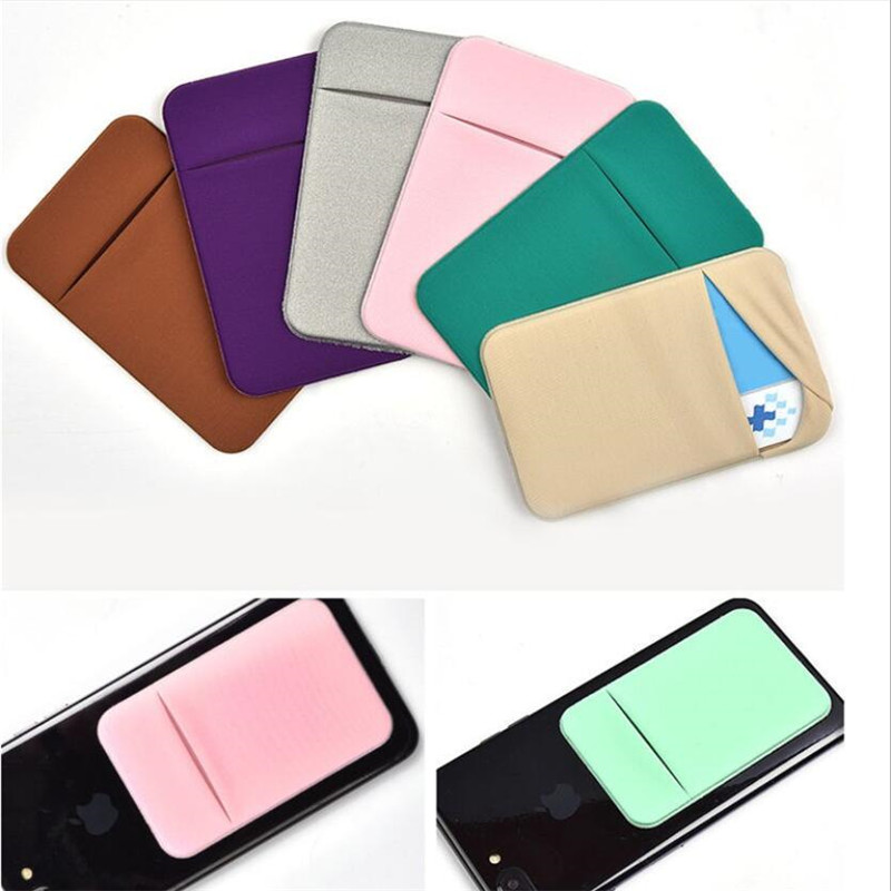 Hot Sale Elastic Cell Phone Wallet Case Mobile Phone Credit ID Card Holder Pocket Fashion Self-Adhesive Sticker Card Bag