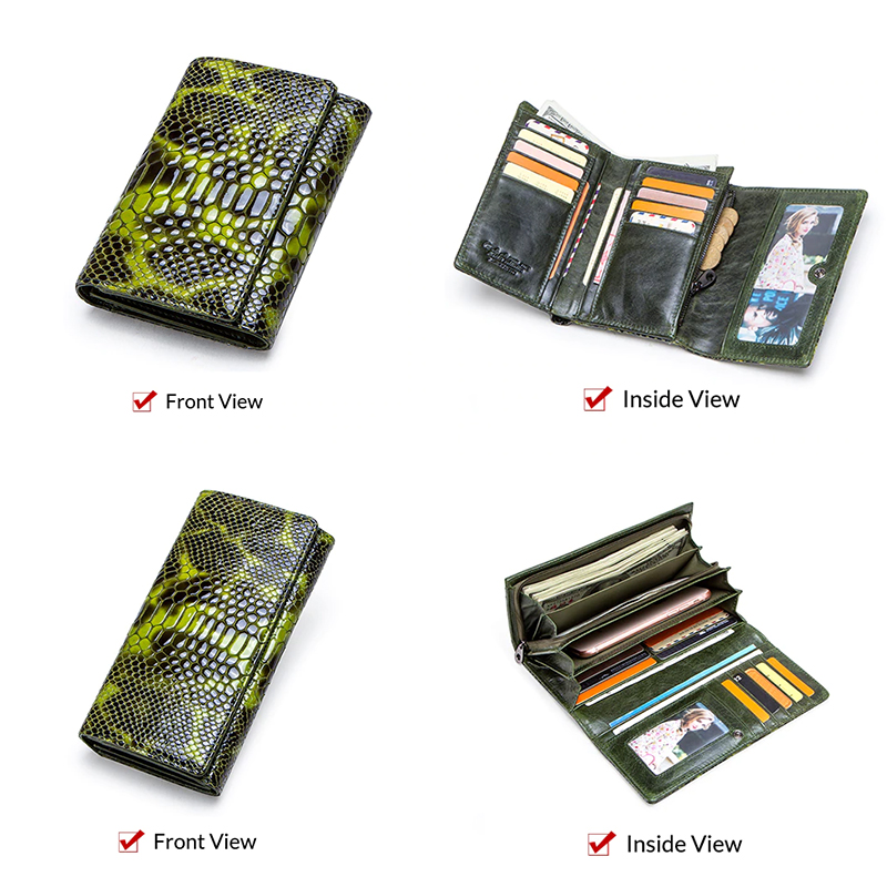 Fashion Serpentine Design Female Coin Purse Genuine Leather Long Women Wallet Phone Purses For Girl Cardholder Clutch Money Bag