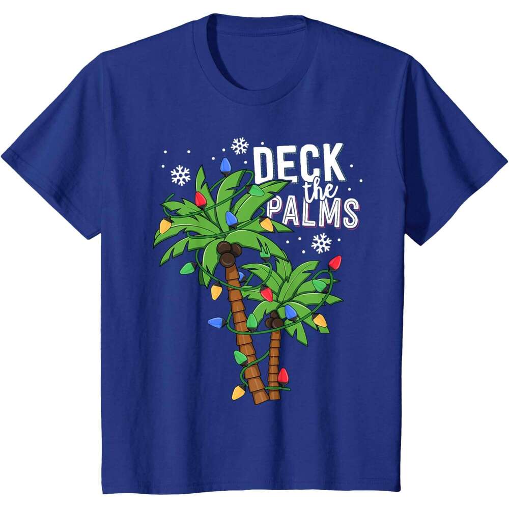 T shirt Mens Deck The Palms Tropical Hawaii Christmas Palm Tree Lights T-Shirt shirts tshirt graphic tee Casual tops summer clothes Short sleeve Free 